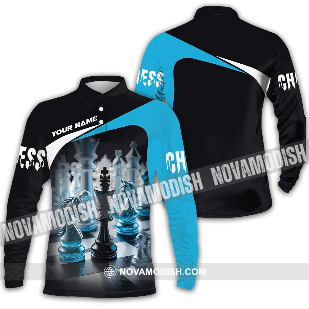 Unisex Shirt - Custom Text Shirt Chess Long Sleeve Polo / S T-shirt