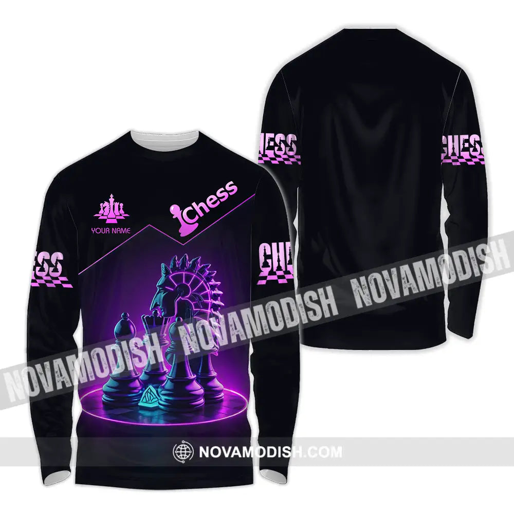 Unisex Shirt - Custom Text Shirt Chess Long Sleeve Shirt / S T-shirt