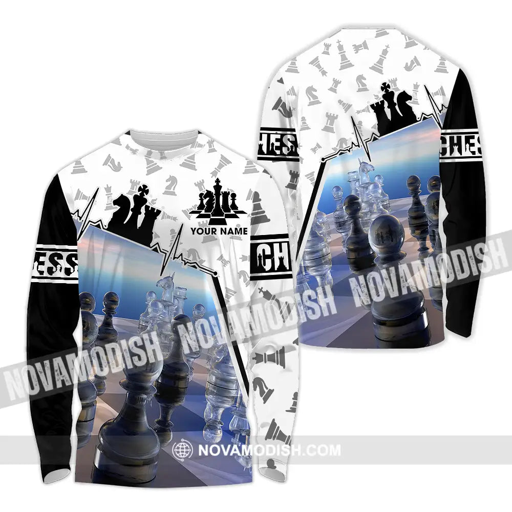 Unisex Shirt - Custom Text Shirt Chess Long Sleeve Shirt / S T-shirt