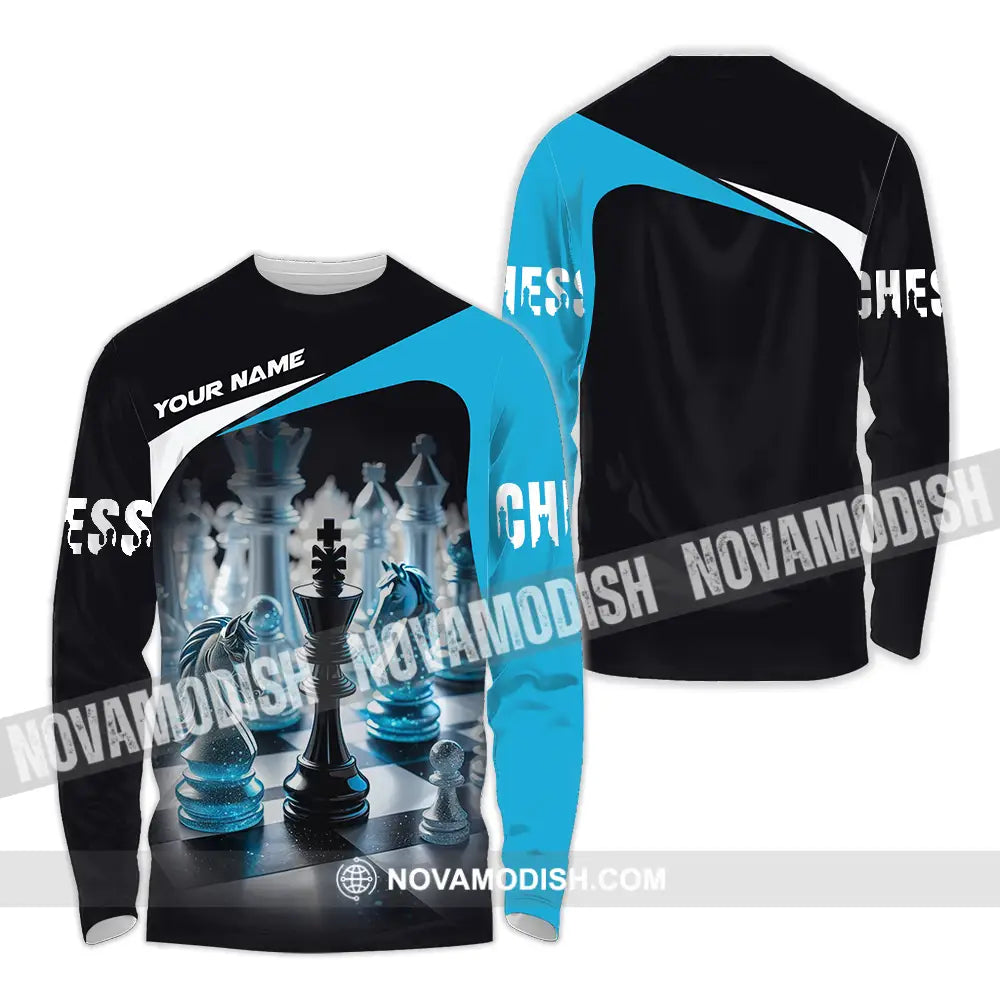 Unisex Shirt - Custom Text Shirt Chess Long Sleeve Shirt / S T-shirt