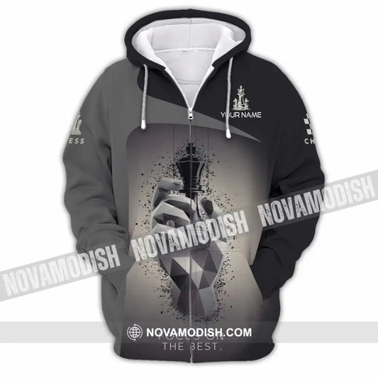 Unisex Shirt - Custom Text Chess Player Focus On The Best Zipper Hoodie / S T-Shirt