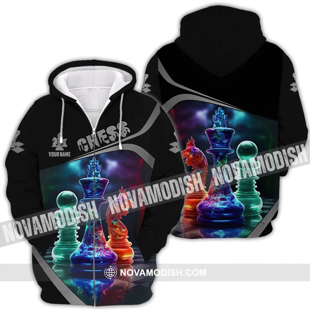 Unisex Shirt - Custom Text Shirt Chess Zipper Hoodie / S T-shirt