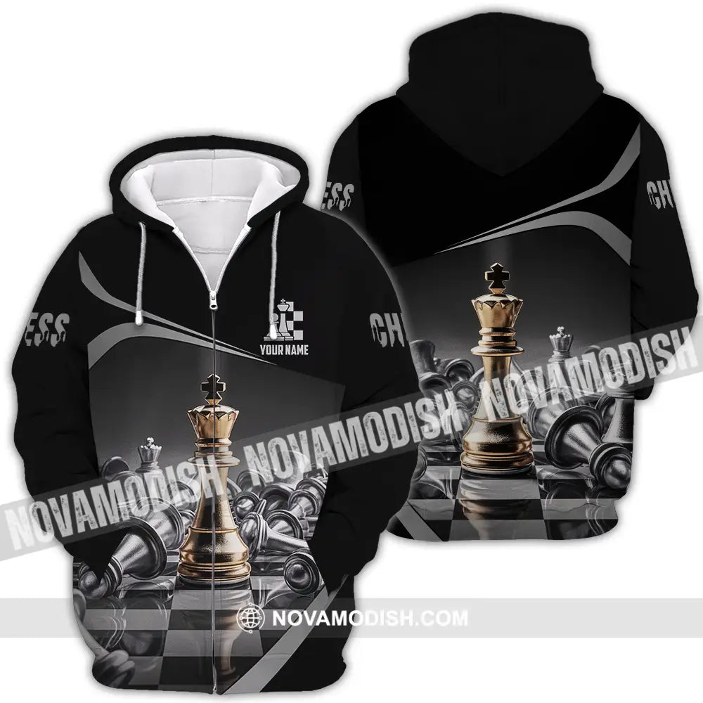 Unisex Shirt - Custom Text Shirt Chess Zipper Hoodie / S T-shirt