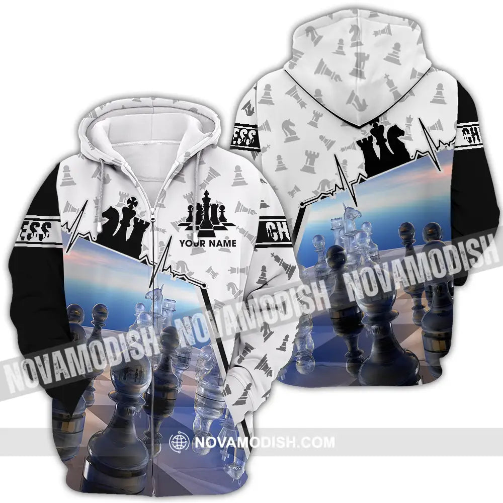 Unisex Shirt - Custom Text Shirt Chess Zipper Hoodie / S T-shirt