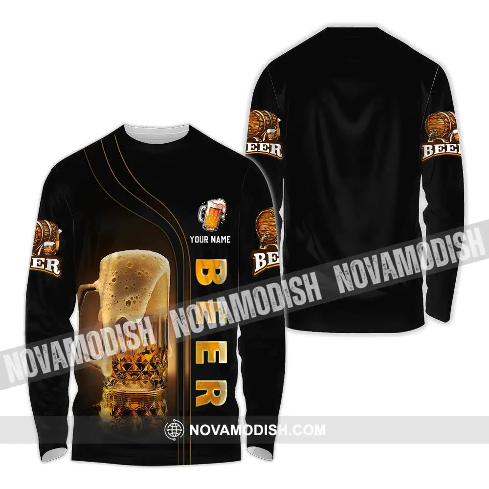 Unisex Shirt - Custom Text Shirt Chill With Beer Long Sleeve Shirt / S T-shirt