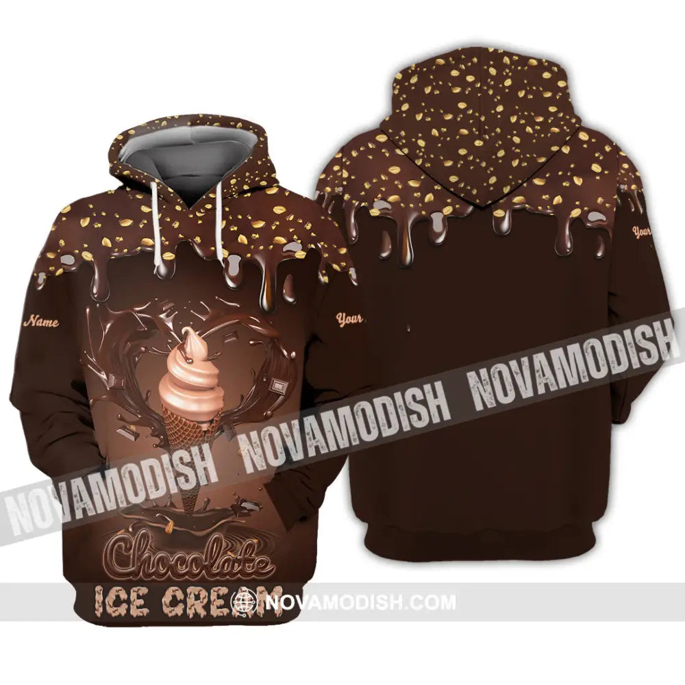 Unisex Shirt - Custom Text Chocolate Ice Cream Hoodie / S T-Shirt