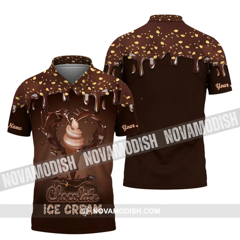 Unisex Shirt - Custom Text Chocolate Ice Cream Polo / S T-Shirt