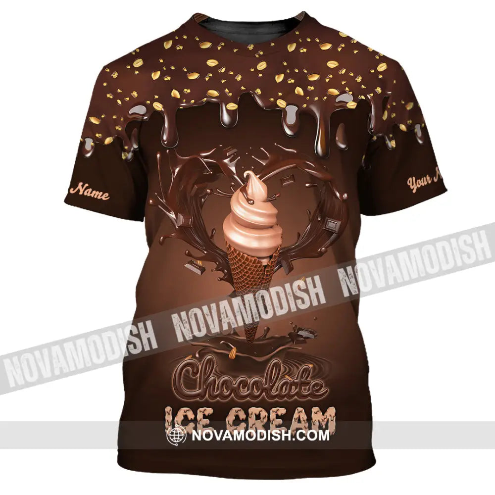 Unisex Shirt - Custom Text Chocolate Ice Cream T-Shirt / S T-Shirt