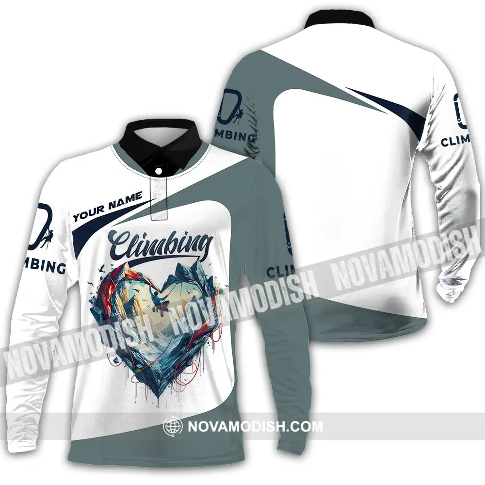 Unisex Shirt - Custom Text Shirt Climbing Heart Long Sleeve Polo / S T-shirt