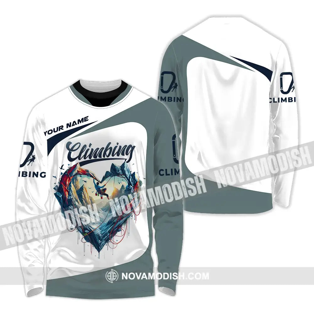Unisex Shirt - Custom Text Shirt Climbing Heart Long Sleeve Shirt / S T-shirt