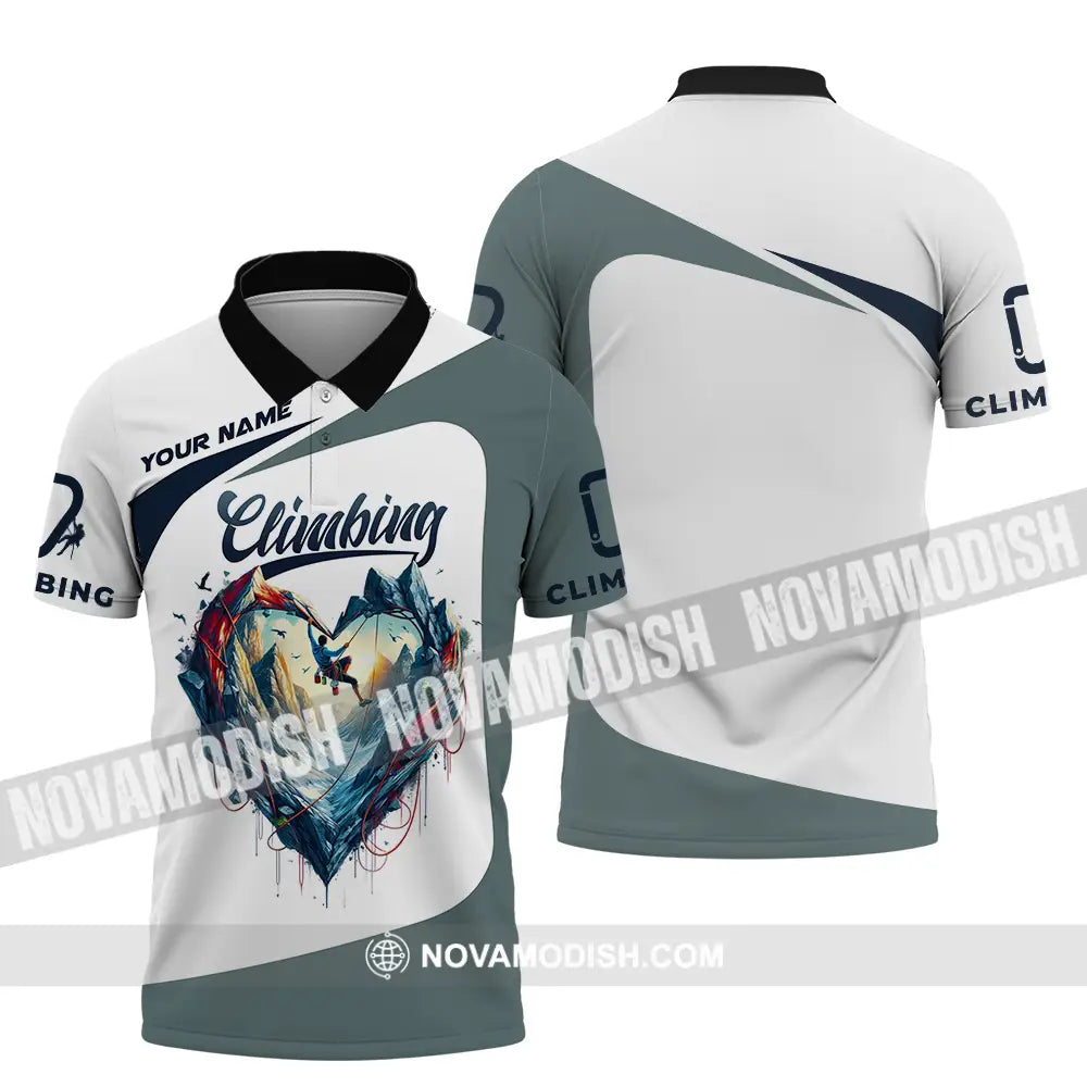 Unisex Shirt - Custom Text Shirt Climbing Heart Polo Shirt / S T-shirt