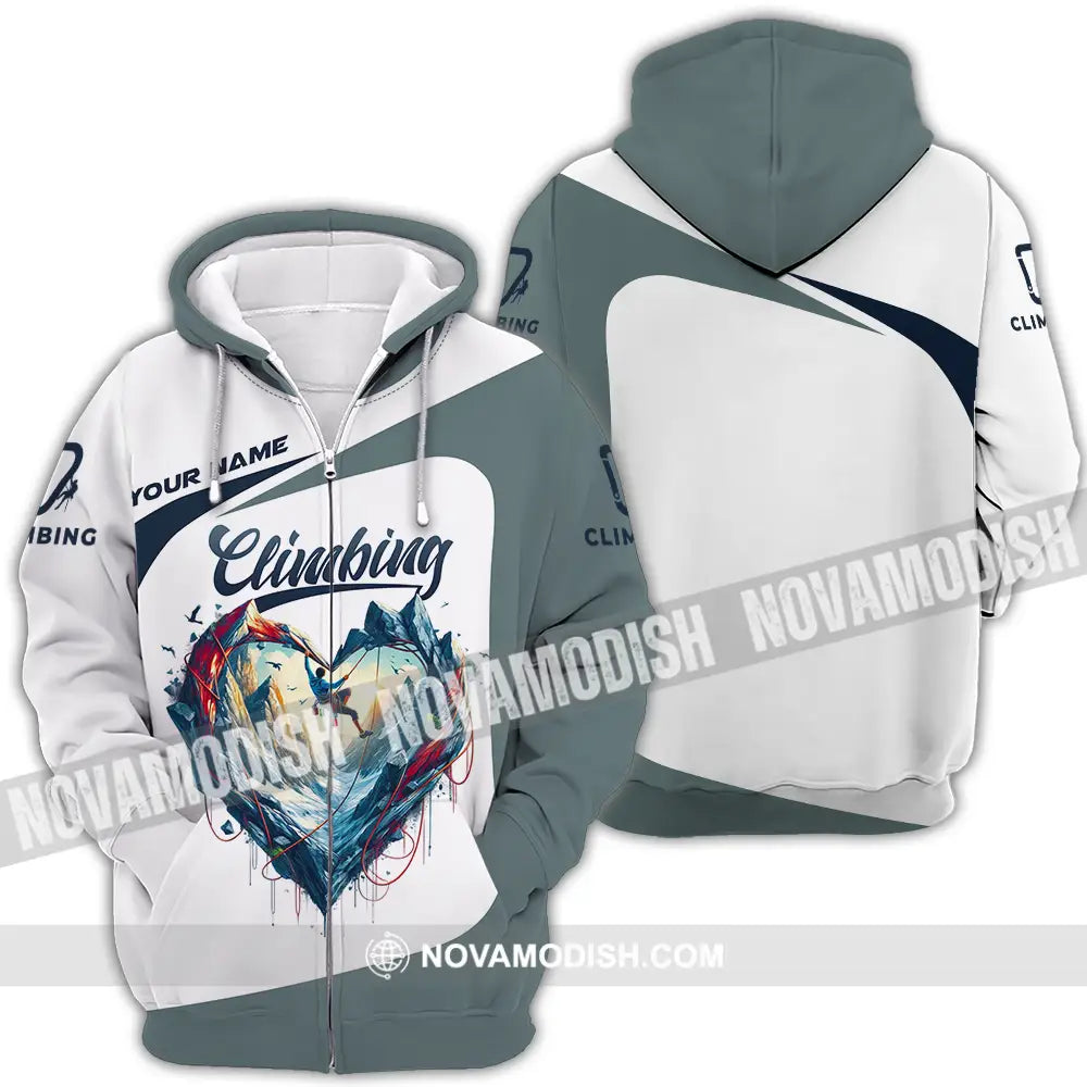 Unisex Shirt - Custom Text Shirt Climbing Heart Zipper Hoodie / S T-shirt