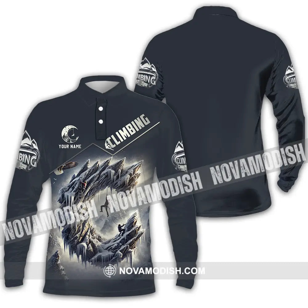 Unisex Shirt - Custom Text Shirt Climbing Long Sleeve Polo / S T-shirt