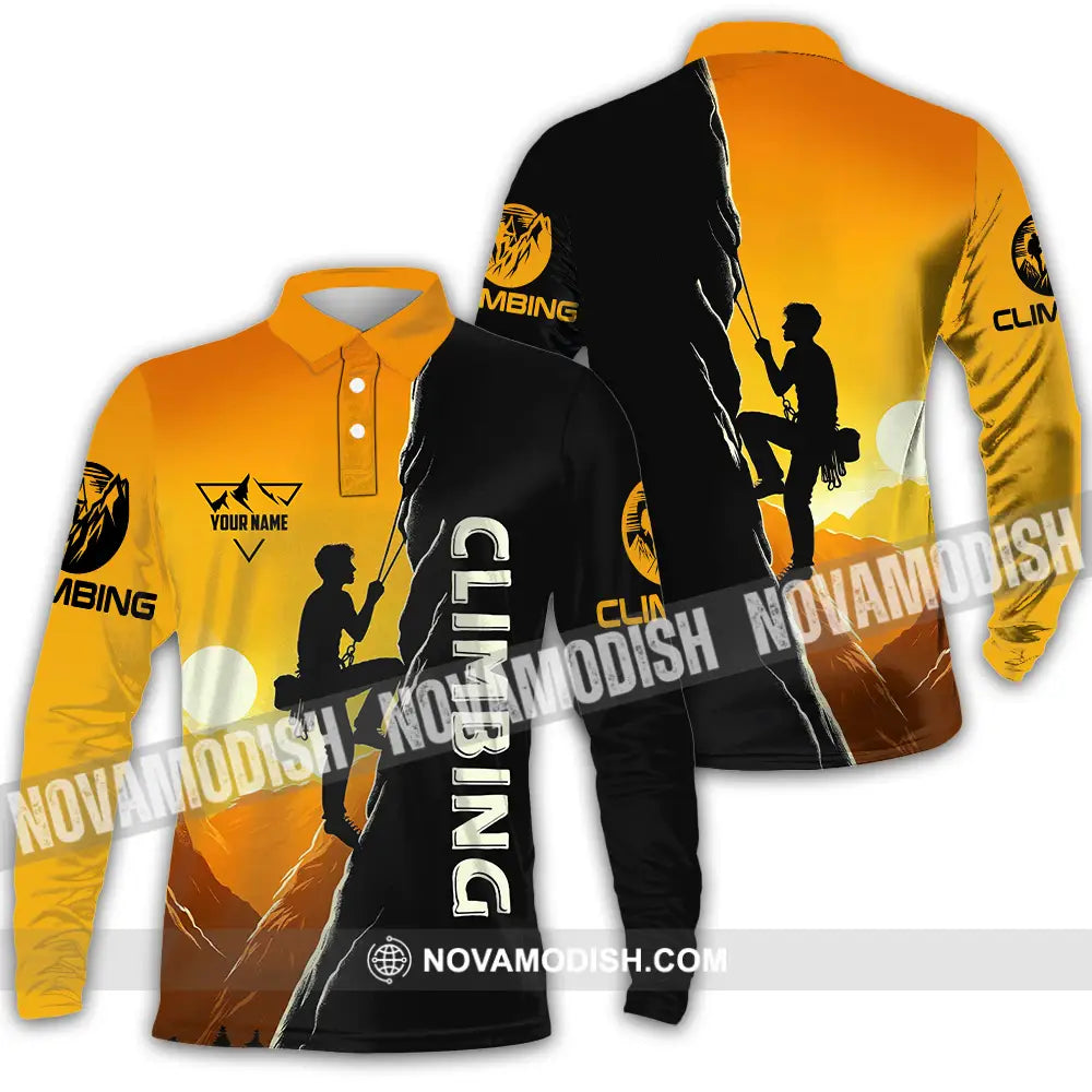 Unisex Shirt - Custom Text Shirt Climbing Long Sleeve Polo / S T-shirt
