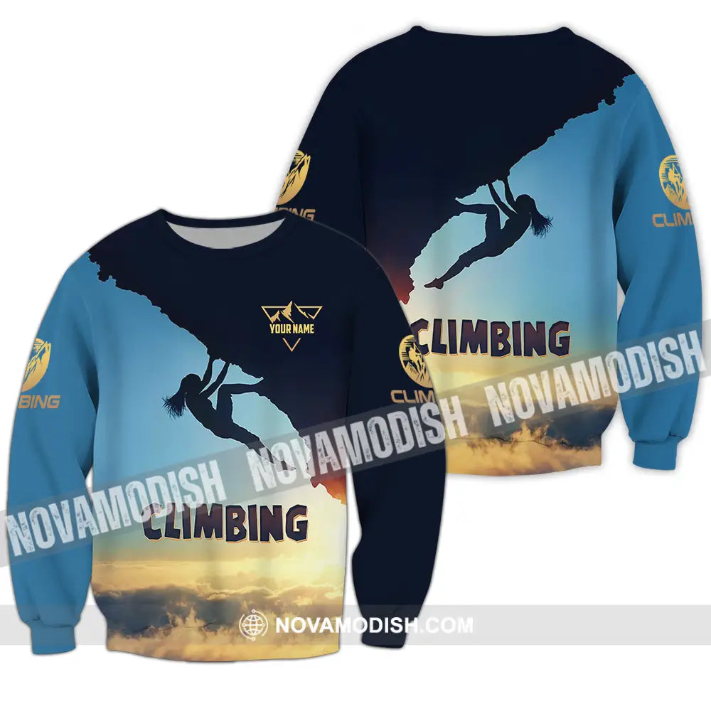 Unisex Shirt - Custom Text Shirt Climbing Long Sleeve / S T-shirt