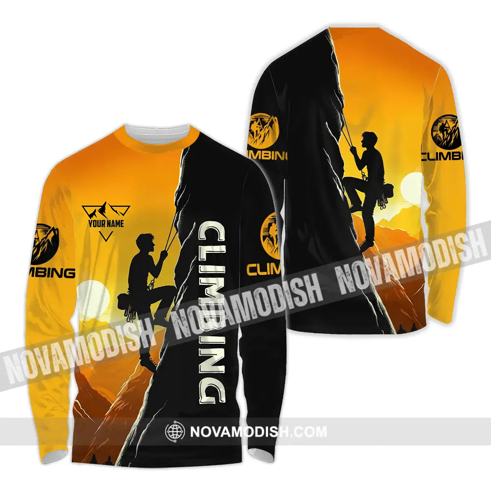 Unisex Shirt - Custom Text Shirt Climbing Long Sleeve Shirt / S T-shirt