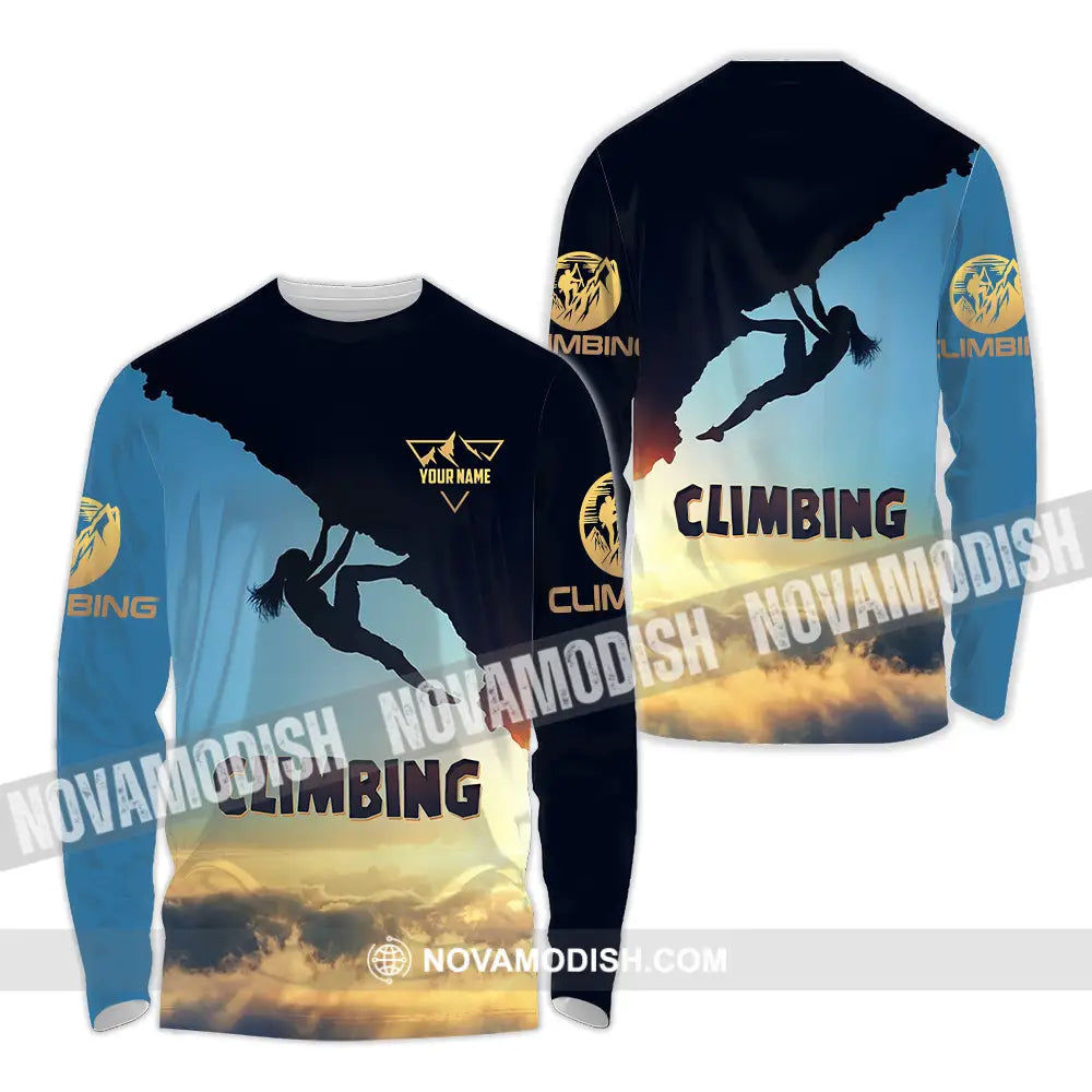 Unisex Shirt - Custom Text Shirt Climbing Long Sleeve Shirt / S T-shirt