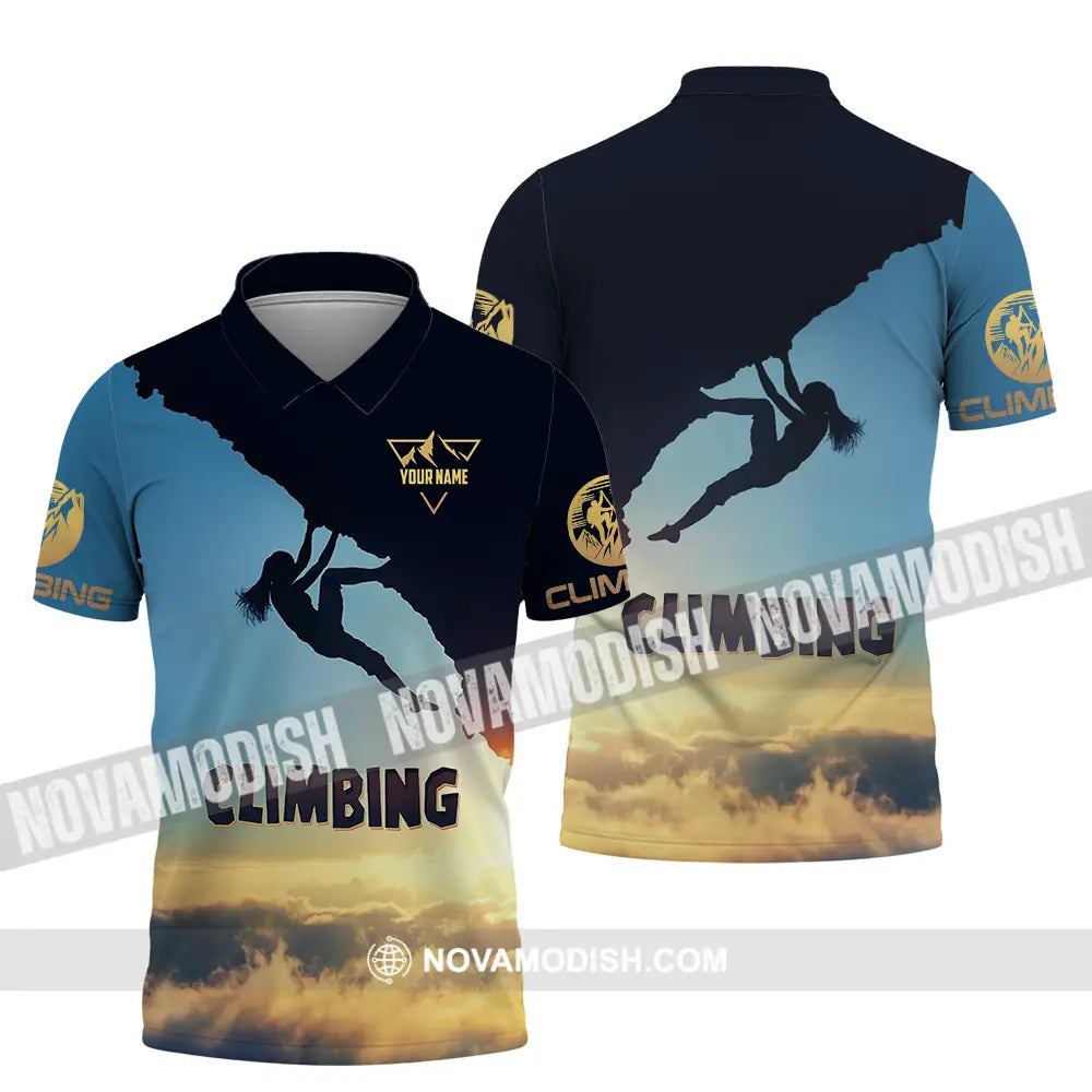 Unisex Shirt - Custom Text Shirt Climbing Polo Shirt / S T-shirt