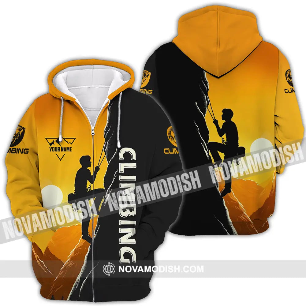 Unisex Shirt - Custom Text Shirt Climbing Zipper Hoodie / S T-shirt