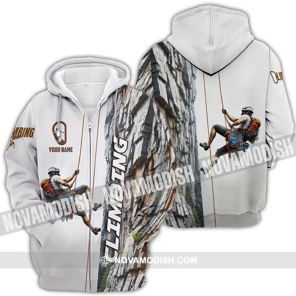 Unisex Shirt - Custom Text Shirt Climbing Zipper Hoodie / S T-shirt