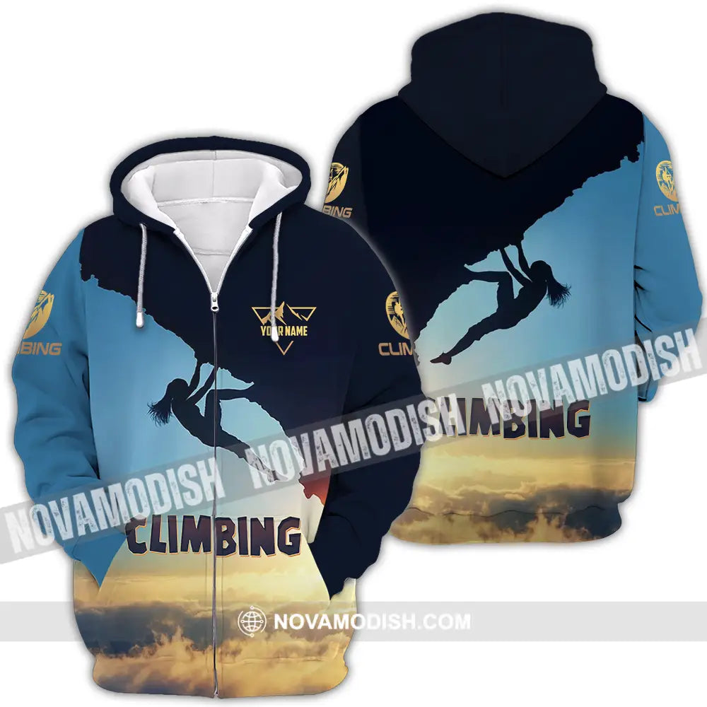 Unisex Shirt - Custom Text Shirt Climbing Zipper Hoodie / S T-shirt