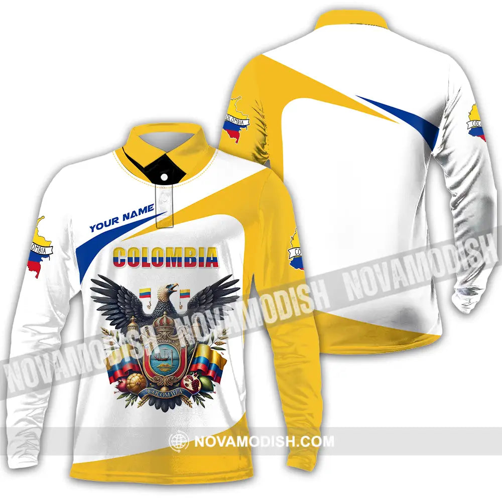 Unisex Shirt - Custom Text Shirt Colombia Long Sleeve Polo / S T-shirt