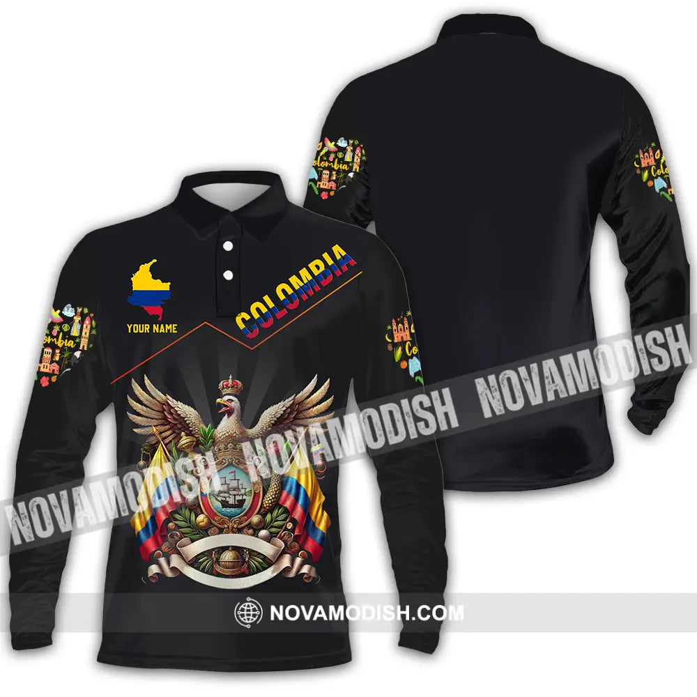 Unisex Shirt - Custom Text Shirt Colombia Long Sleeve Polo / S T-shirt