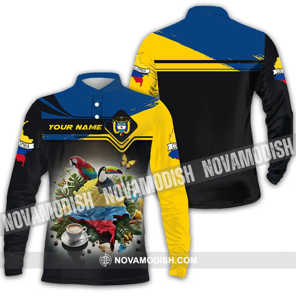 Unisex Shirt - Custom Text Shirt Colombia Long Sleeve Polo / S T-shirt