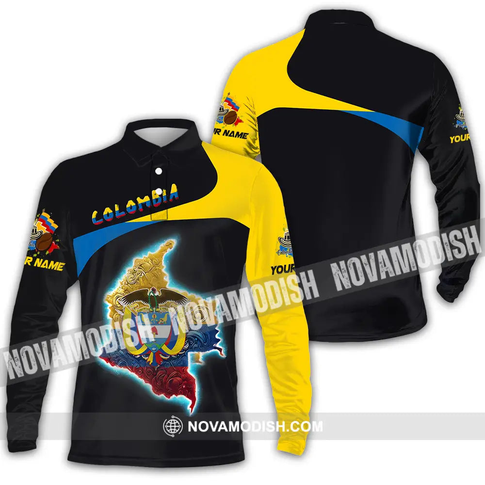 Unisex Shirt - Custom Text Shirt Colombia Long Sleeve Polo / S T-shirt