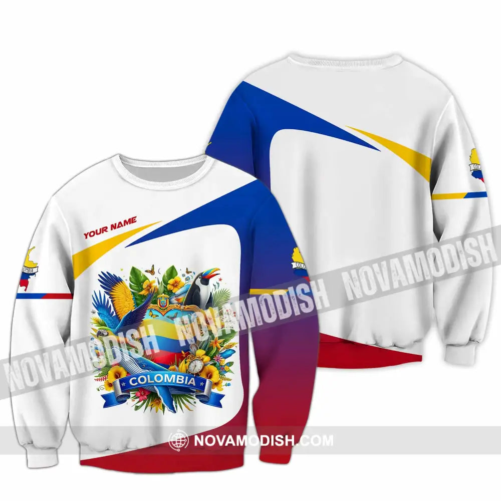 Unisex Shirt - Custom Text Colombia Long Sleeve / S T-Shirt