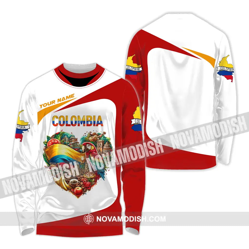 Unisex Shirt - Custom Text Shirt Colombia Long Sleeve Shirt / S T-shirt