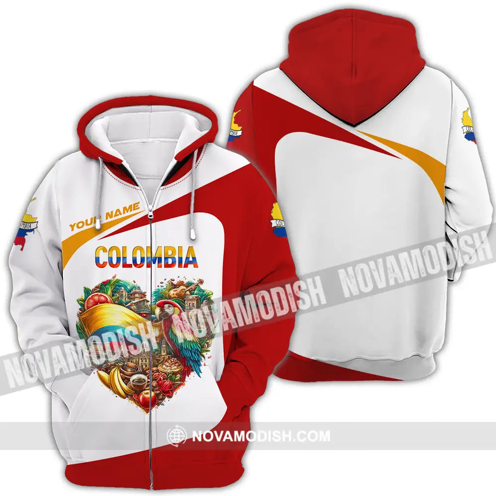 Unisex Shirt - Custom Text Shirt Colombia Zipper Hoodie / S T-shirt