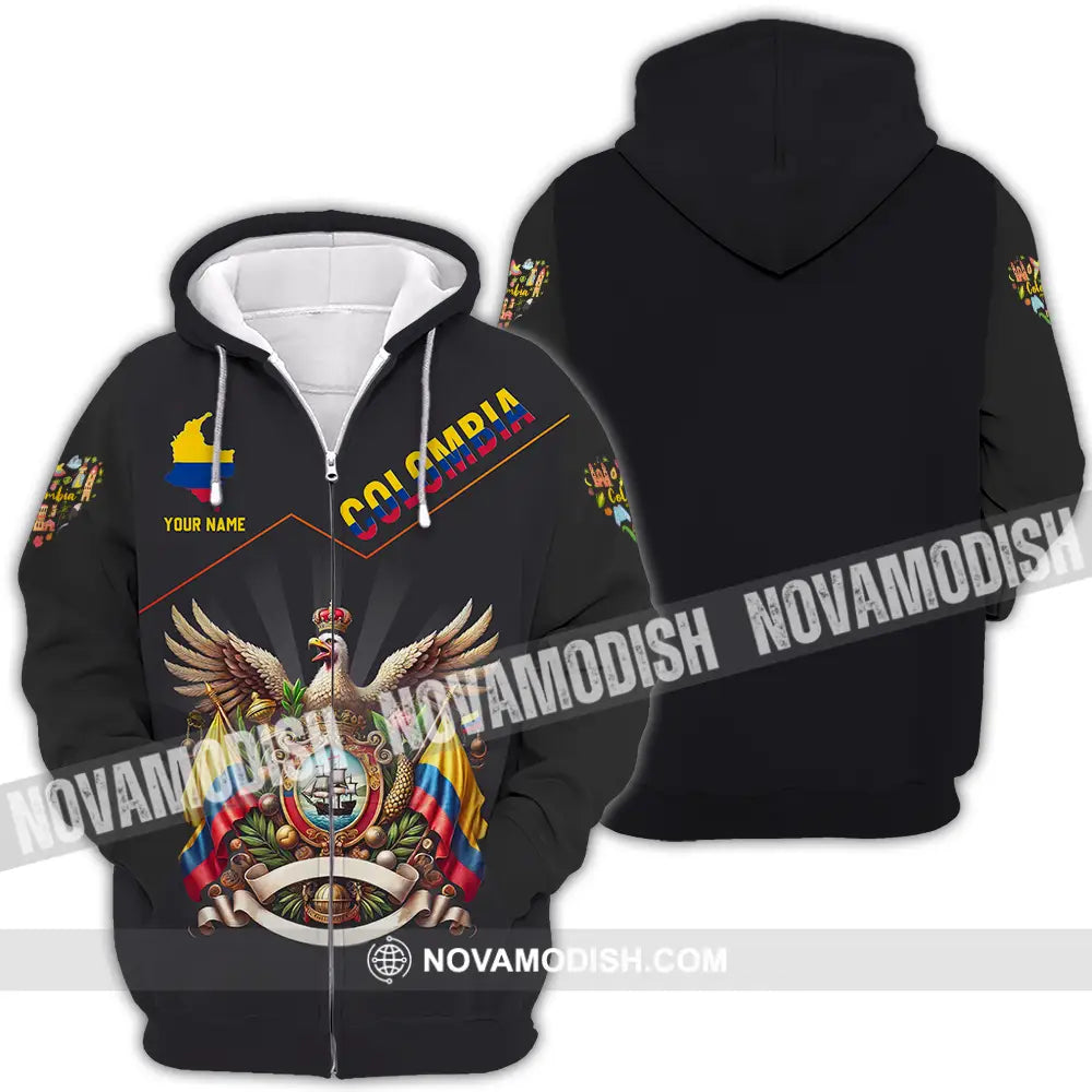 Unisex Shirt - Custom Text Shirt Colombia Zipper Hoodie / S T-shirt