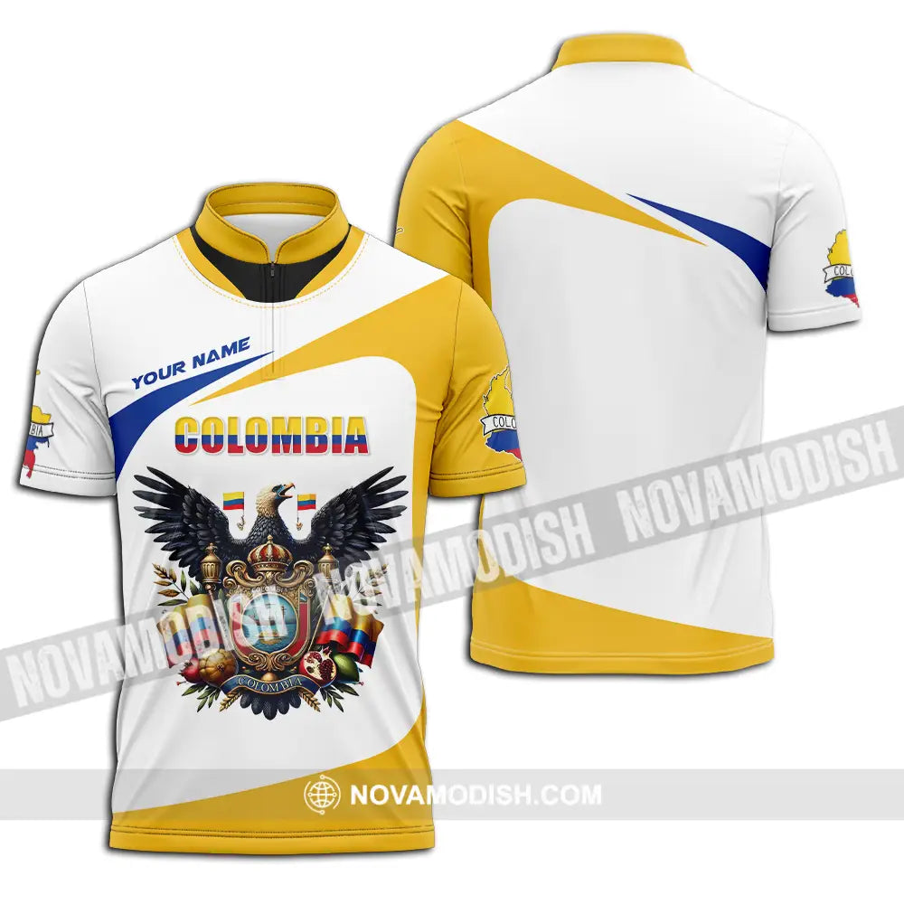 Unisex Shirt - Custom Text Shirt Colombia Zipper Polo Shirt / S T-shirt