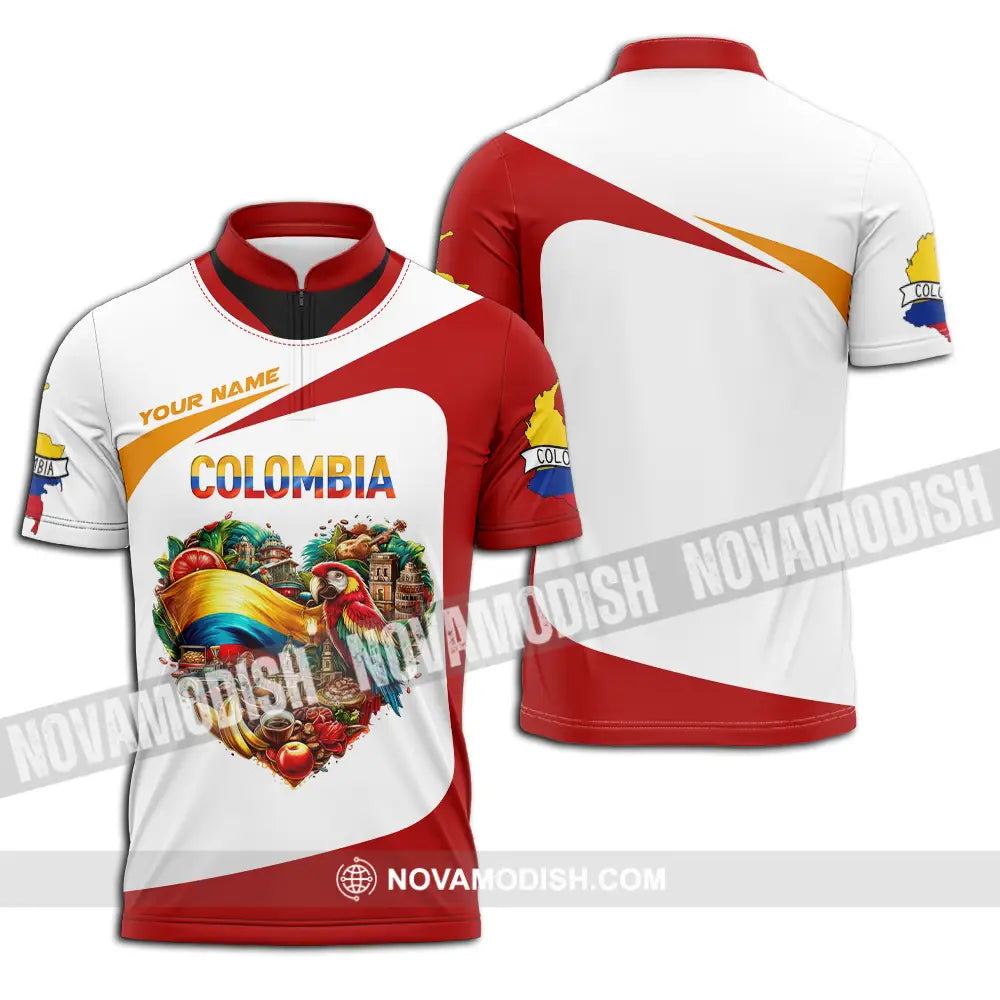 Unisex Shirt - Custom Text Shirt Colombia Zipper Polo Shirt / S T-shirt