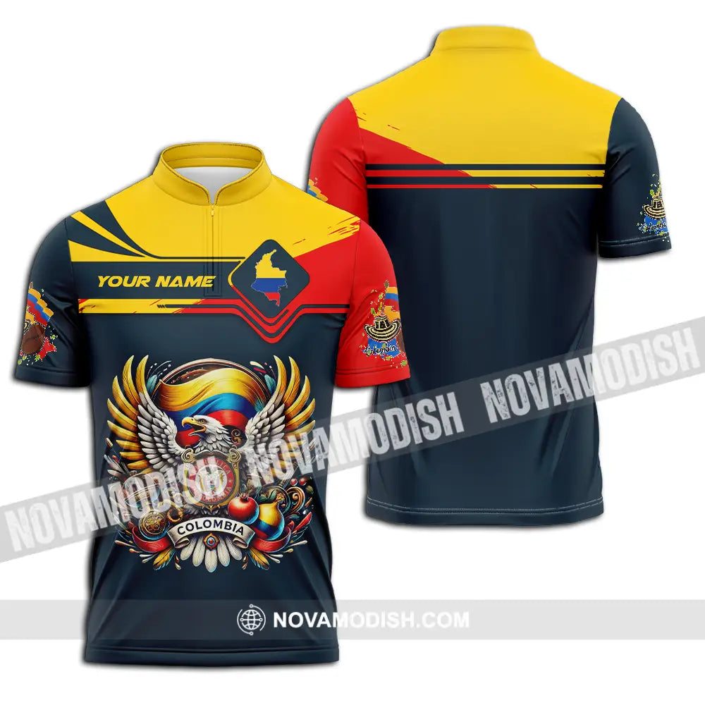 Unisex Shirt - Custom Text Shirt Colombia Zipper Polo Shirt / S T-shirt