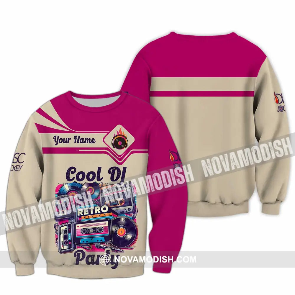 Unisex Shirt - Custom Text Shirt Cool DJ Retro Party Shirt Long Sleeve / S T-shirt