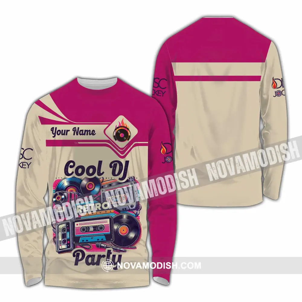 Unisex Shirt - Custom Text Shirt Cool DJ Retro Party Shirt Long Sleeve Shirt / S T-shirt