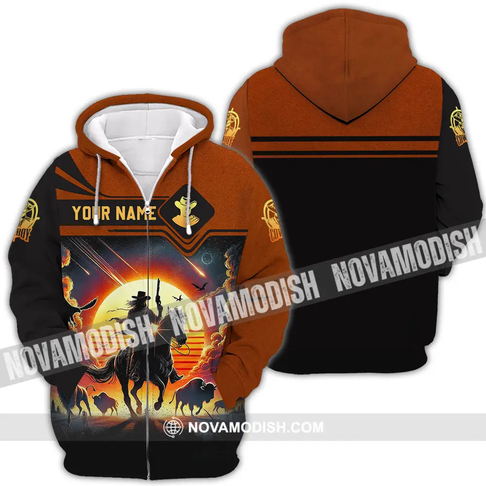 Unisex Shirt - Custom Text Cowboy Shirt Zipper Hoodie / S T-shirt