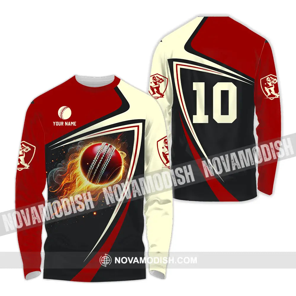 Unisex Shirt - Custom Text Shirt Cricket Shirt Long Sleeve Shirt / S T-shirt