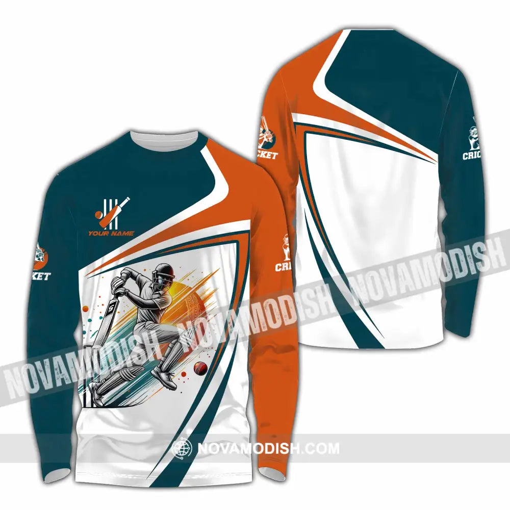 Unisex Shirt - Custom Text Cricket Long Sleeve / S T-Shirt