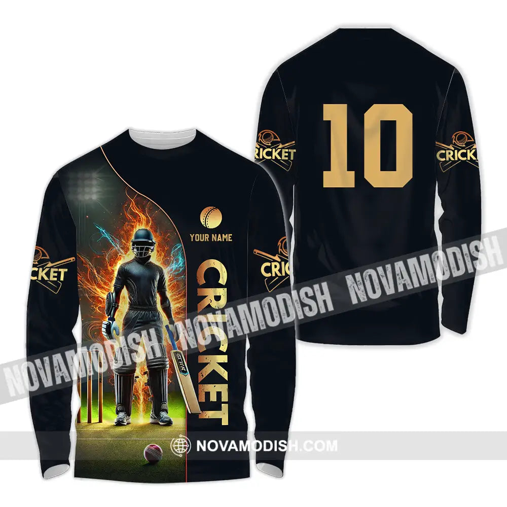 Unisex Shirt - Custom Text Shirt Cricket Shirt Long Sleeve Shirt / S T-shirt