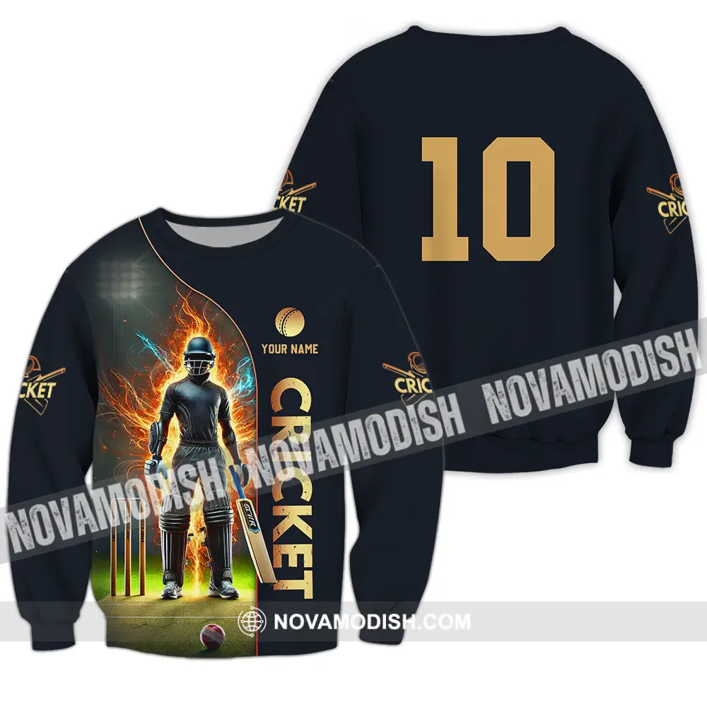 Unisex Shirt - Custom Text Shirt Cricket Shirt Long Sleeve / S T-shirt