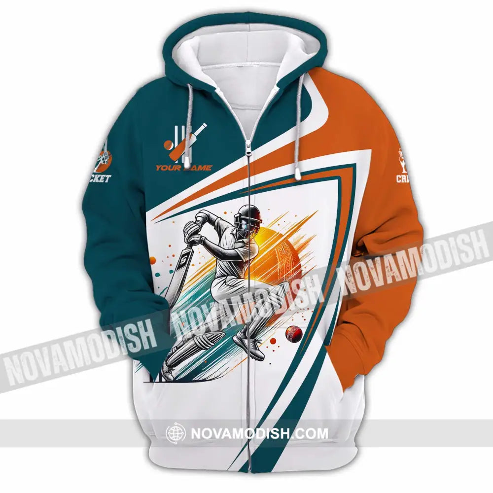 Unisex Shirt - Custom Text Cricket Zipper Hoodie / S T-Shirt