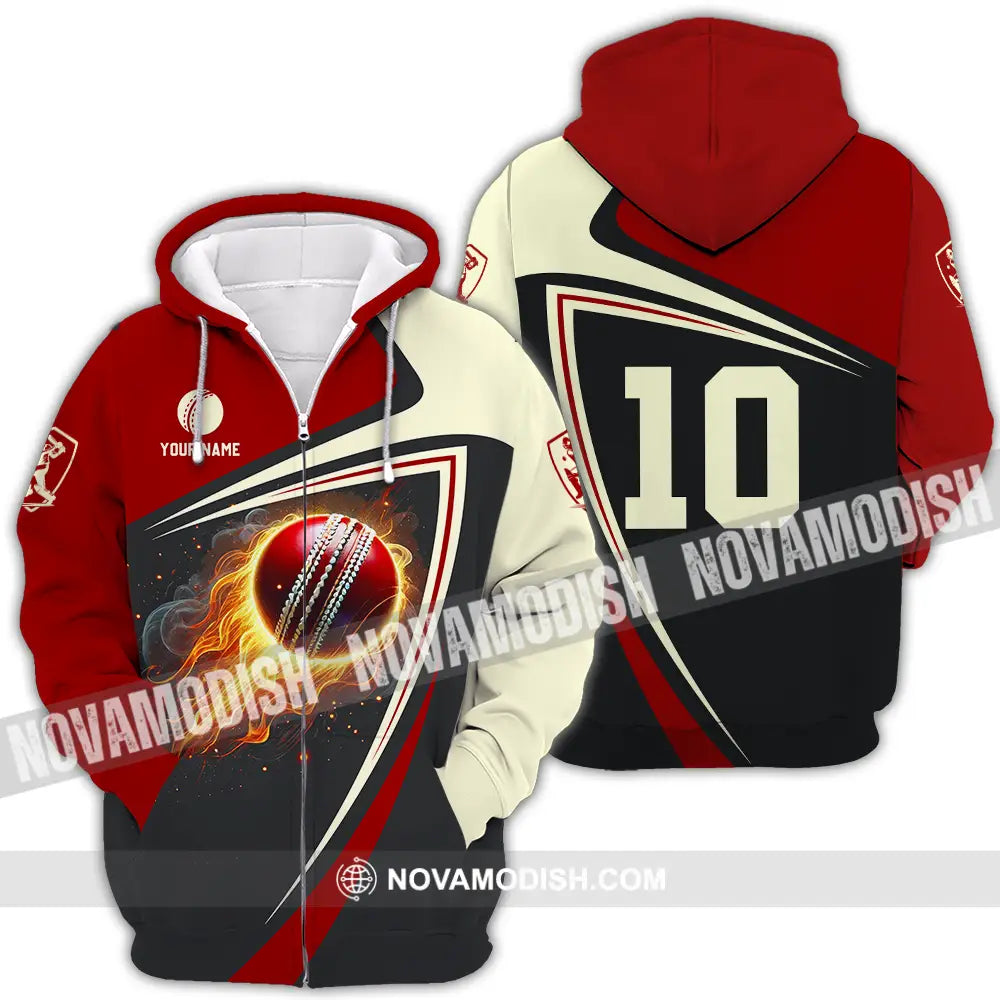 Unisex Shirt - Custom Text Shirt Cricket Shirt Zipper Hoodie / S T-shirt