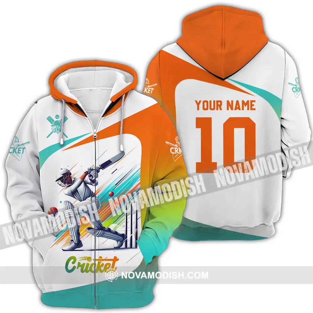Unisex Shirt - Custom Text Shirt Cricket Shirt Zipper Hoodie / S T-shirt