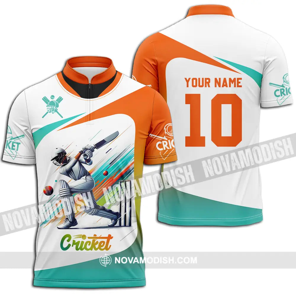 Unisex Shirt - Custom Text Shirt Cricket Shirt Zipper Polo Shirt / S T-shirt