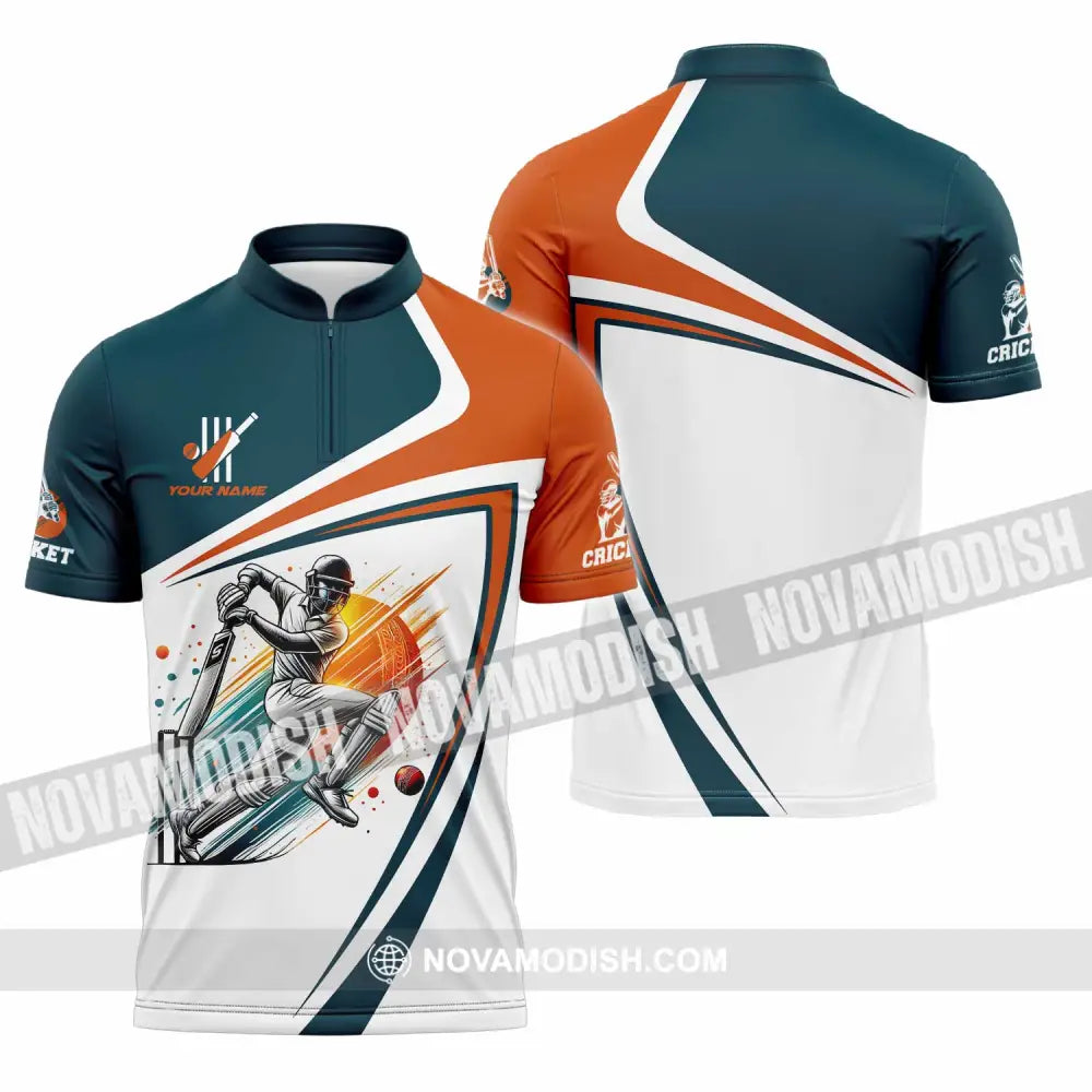 Unisex Shirt - Custom Text Cricket Zipper Polo / S T-Shirt