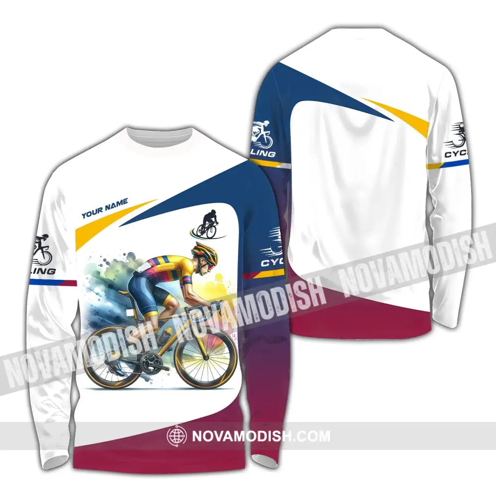 Unisex Shirt - Custom Text Cycling Long Sleeve / S T-Shirt