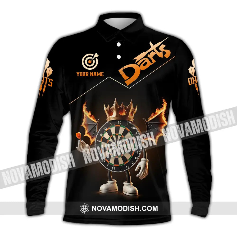 Unisex Shirt - Custom Text Darts Long Sleeve Polo / S T-Shirt
